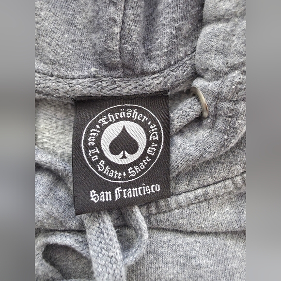 Thrasher Silver Flame Hoodie Grey Tie Dye Skate Aesthetic Streetwear Large - Picture 9 of 12